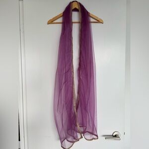 Elegant Women's Scarf, Purple with Gold Detailing, 90” in Length.
